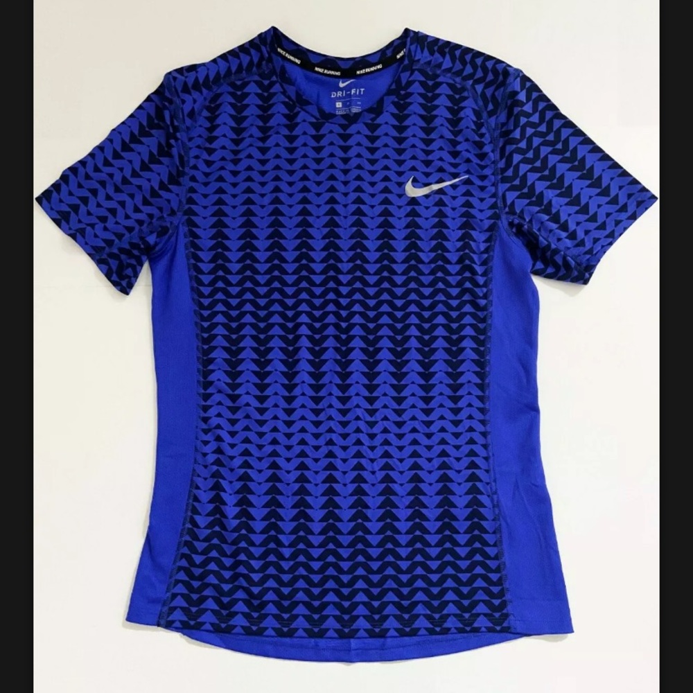 NIKE Men's Dry Miler Running Top Binary Blue/Paramount T-Shirt